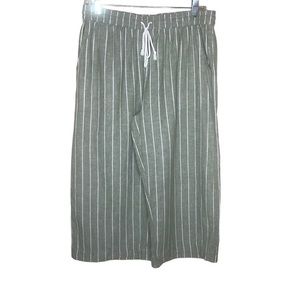 Beach Lunch Lounge Linen Wide Leg Crop Pants Size Medium Stripes Lagenlook